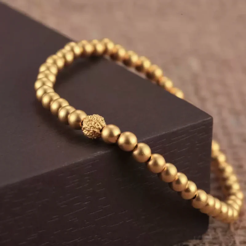 24k-gold-Bracelets-AZK-7011-3 24k gold bracelet, hand-forged gold bracelet, pure gold beaded bracelet