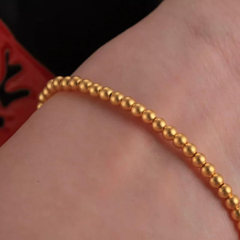 24k-gold-Bracelets-AZK-7011-5 24k gold bracelet, hand-forged gold bracelet, pure gold beaded bracelet