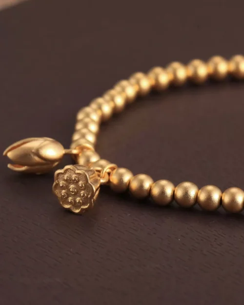 24k-gold-Bracelets-AZK-7014-1 lotus gold bracelet, spiritual gold jewelry, 24k gold bracelet for clarity