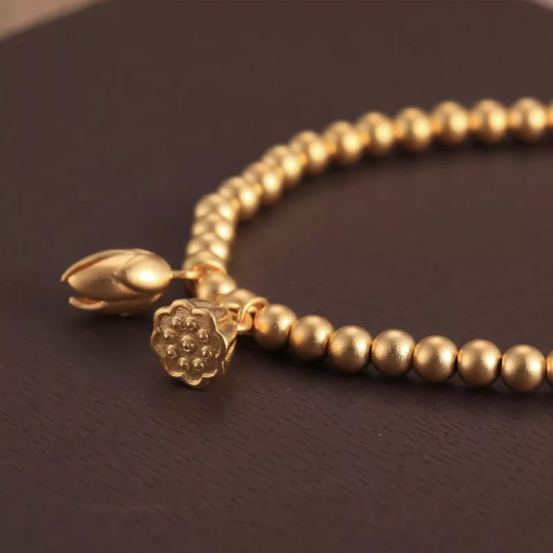 lotus gold bracelet, spiritual gold jewelry, 24k gold bracelet for clarity