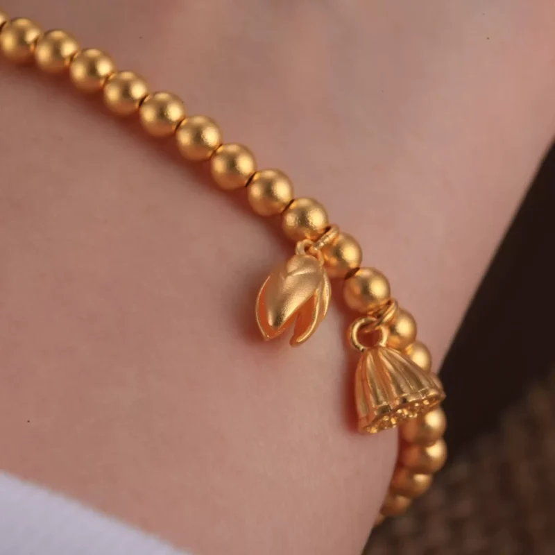 lotus gold bracelet, spiritual gold jewelry, 24k gold bracelet for clarity