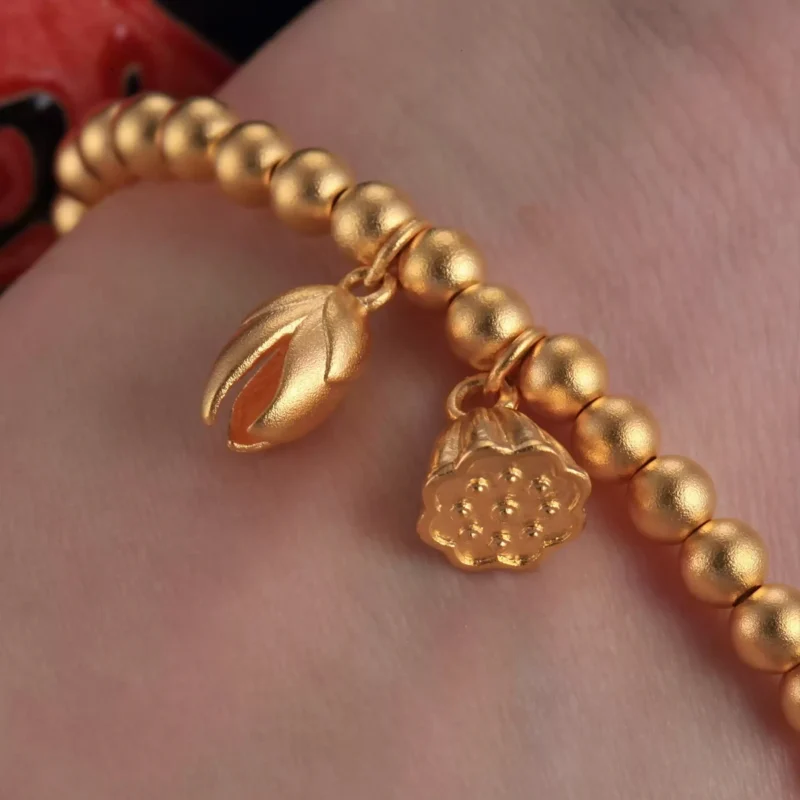 lotus gold bracelet, spiritual gold jewelry, 24k gold bracelet for clarity