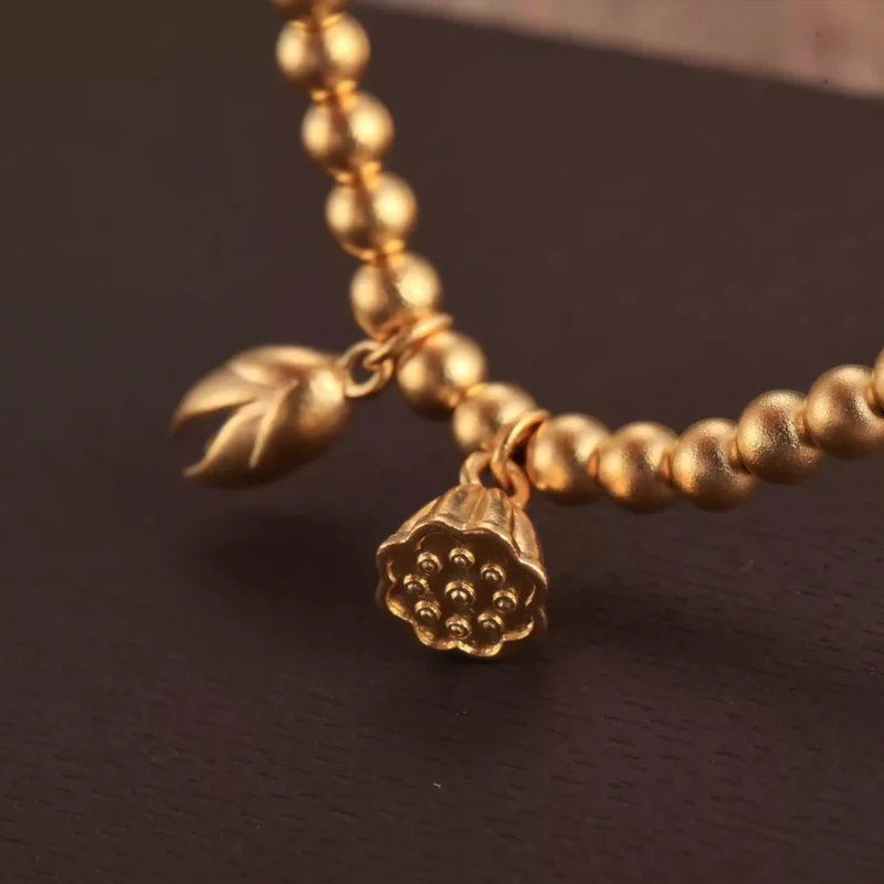 lotus gold bracelet, spiritual gold jewelry, 24k gold bracelet for clarity