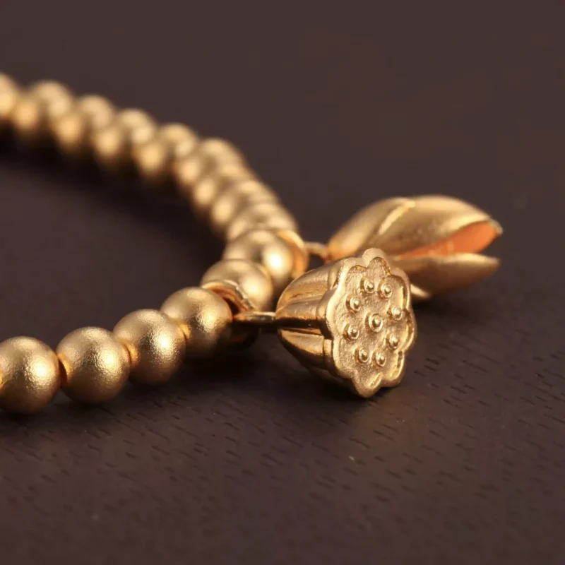 lotus gold bracelet, spiritual gold jewelry, 24k gold bracelet for clarity