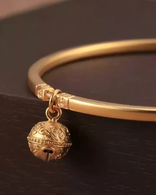 gold bell bracelet, spiritual 24k gold jewelry, hand-forged gold talisman