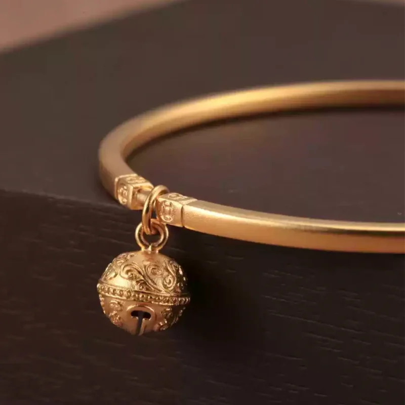 24k-gold-Bracelets-AZK-7016-6 gold bell bracelet, spiritual 24k gold jewelry, hand-forged gold talisman