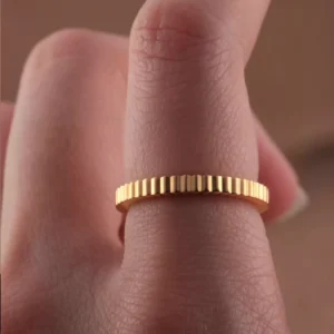 24K Gear Texture Gold Ring , solid gold ring, 24k gold ring, hand-forged gold ring