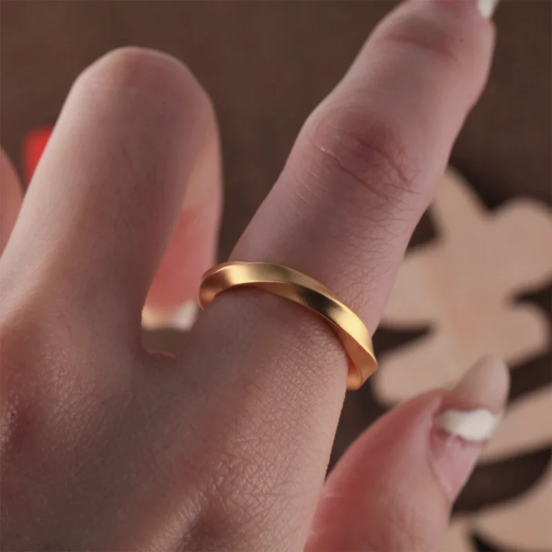 24k-gold-ring-AZK-7005-5 24K pure gold Mobius ring, Infinity symbol ring / eternal love ring, hand-forged gold jewelry, 24K gold wedding band, luxury bespoke gold accessory
