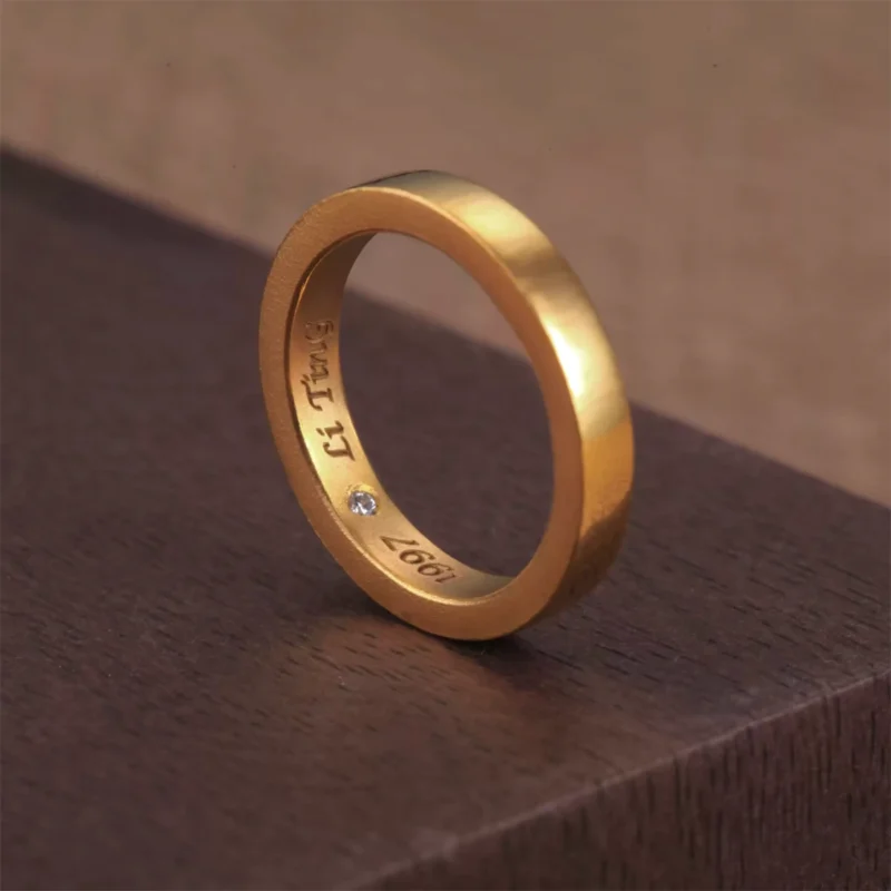 24k-gold-ring-AZK-7007-5 24K Diamond Core Gold Ring, Handmade Pure Gold with Inner Sparkle