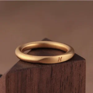 24K Initial Engraved Gold Ring, engraved 24k gold ring, hand-forged gold ring, minimalist gold wedding band