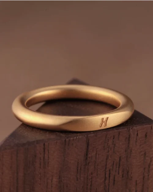 24k-gold-ring-AZK-7008-2 engraved 24k gold ring, hand-forged gold ring, minimalist gold wedding band