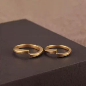 24K Break & Merge Couple Rings, AZEKA Pure Gold Dual-Band Design for Reunion 2 24K Break & Merge Couple Rings, geometric gold ring, hand-forged 24k gold ring, sculptural gold ring