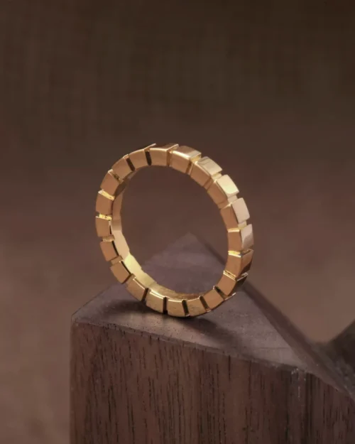 24k-gold-ring-AZK-7010-1 geometric gold ring, hand-forged 24k gold ring, sculptural gold ring