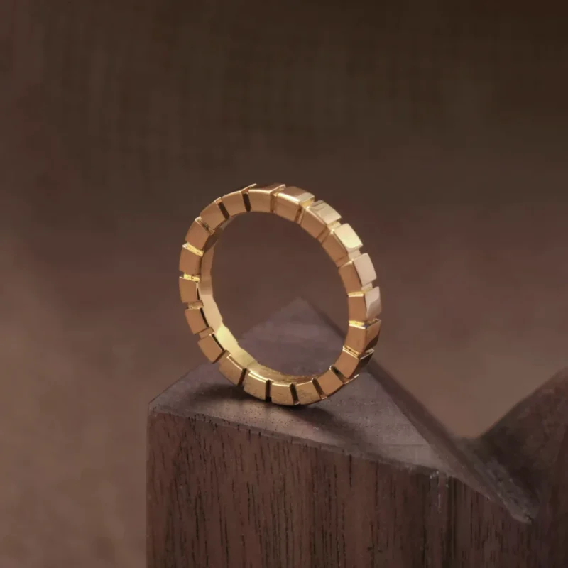 24k-gold-ring-AZK-7010-1 geometric gold ring, hand-forged 24k gold ring, sculptural gold ring