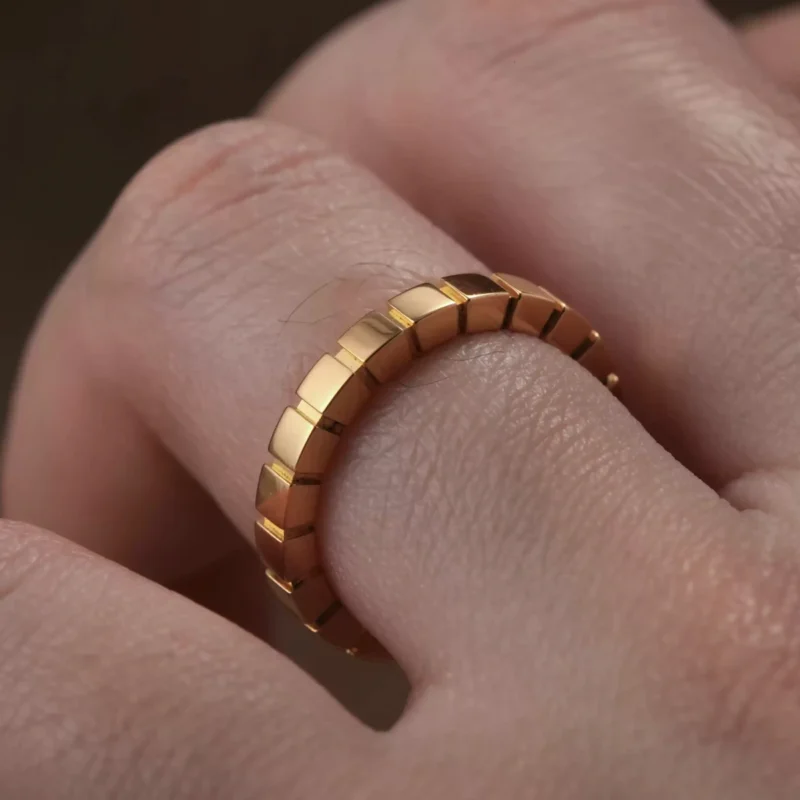 24k-gold-ring-AZK-7010-4 geometric gold ring, hand-forged 24k gold ring, sculptural gold ring