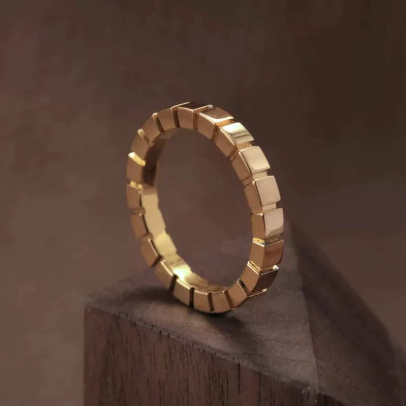 24k-gold-ring-AZK-7010-5 geometric gold ring, hand-forged 24k gold ring, sculptural gold ring