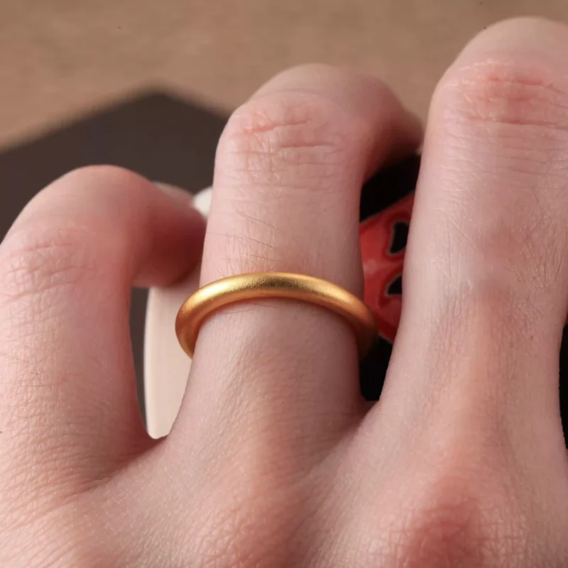 24k-gold-ring-AZK-7017-1 24k gold couple rings, minimalist gold wedding bands, hand-forged pure gold rings