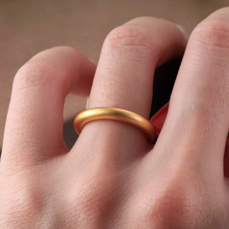 24k-gold-ring-AZK-7017-4 24k gold couple rings, minimalist gold wedding bands, hand-forged pure gold rings