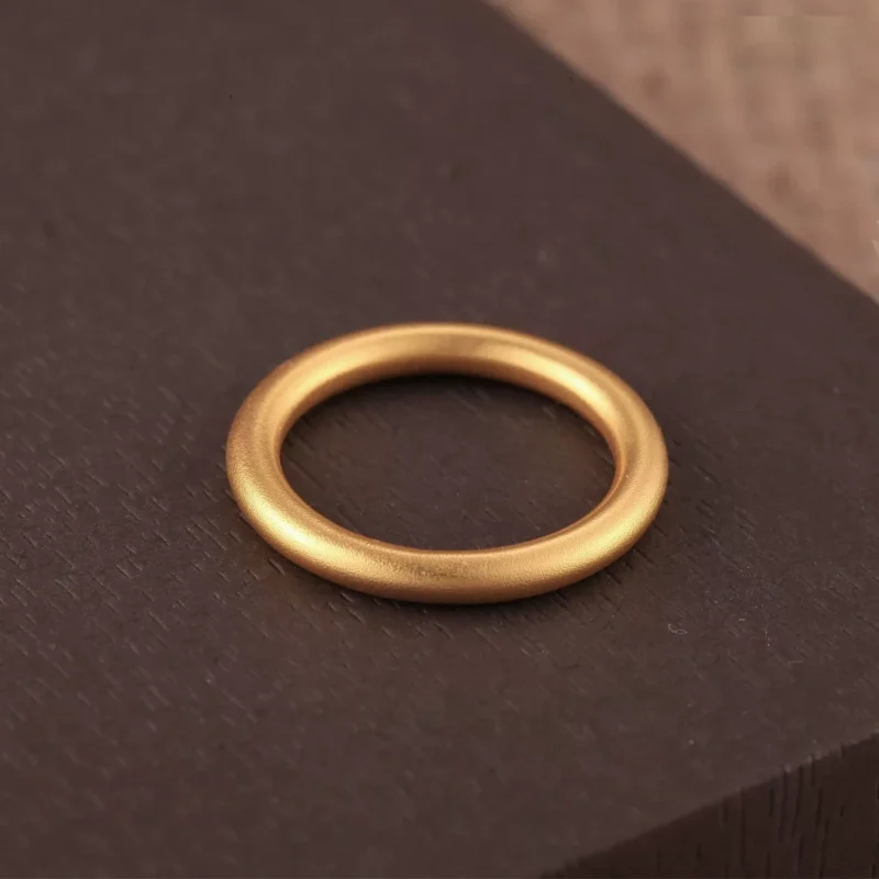 24k-gold-ring-AZK-7017-5 24k gold couple rings, minimalist gold wedding bands, hand-forged pure gold rings