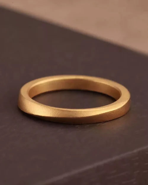 24k gold wedding bands, minimalist couple rings, hand-forged gold wedding rings