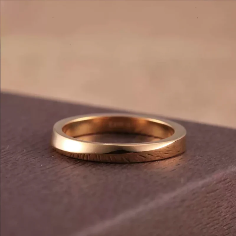 24k-gold-ring-AZK-7018-2 24k gold wedding bands, minimalist couple rings, hand-forged gold wedding rings