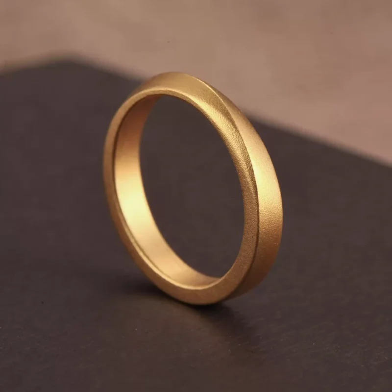 24k-gold-ring-AZK-7018-3 24k gold wedding bands, minimalist couple rings, hand-forged gold wedding rings