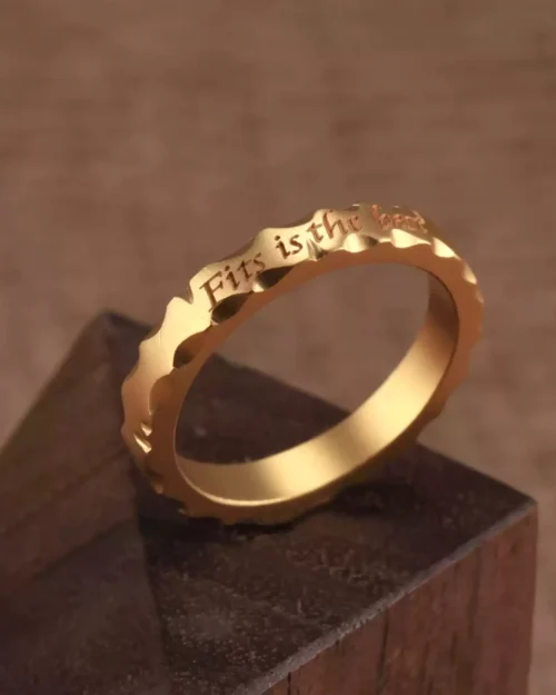 24k-gold-ring-AZK-7020-3 wave edge gold ring, engraved 24k gold band, hand-forged gold ring