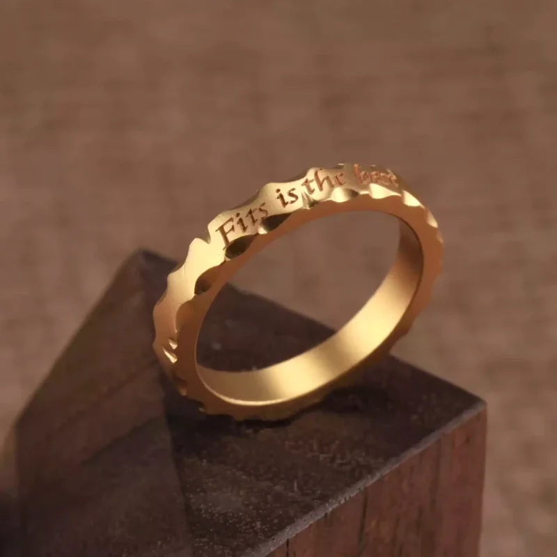 24k-gold-ring-AZK-7020-3 wave edge gold ring, engraved 24k gold band, hand-forged gold ring