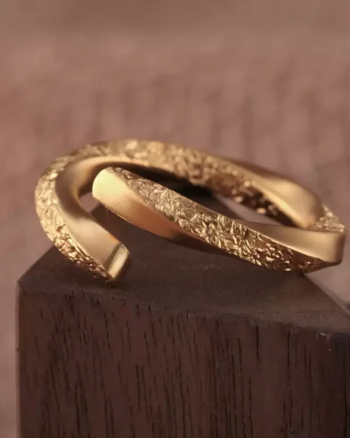 24k-gold-ring-AZK-7025-5 mobius gold wedding ring, hammered texture 24k gold ring, hand forged gold band