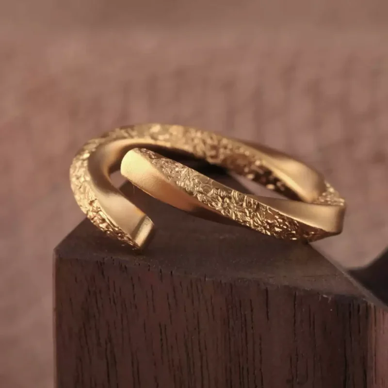 24k-gold-ring-AZK-7025-5 mobius gold wedding ring, hammered texture 24k gold ring, hand forged gold band