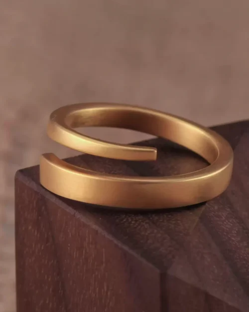open end 24k gold ring, minimalist sculptural gold ring, hand forged gold wedding band