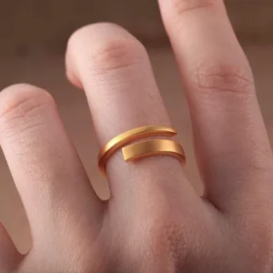 Minimalist Open Band Gold Ring for 24K Wedding & Gifts 2 open band gold ring, open end 24k gold ring, minimalist sculptural gold ring, hand forged gold wedding band