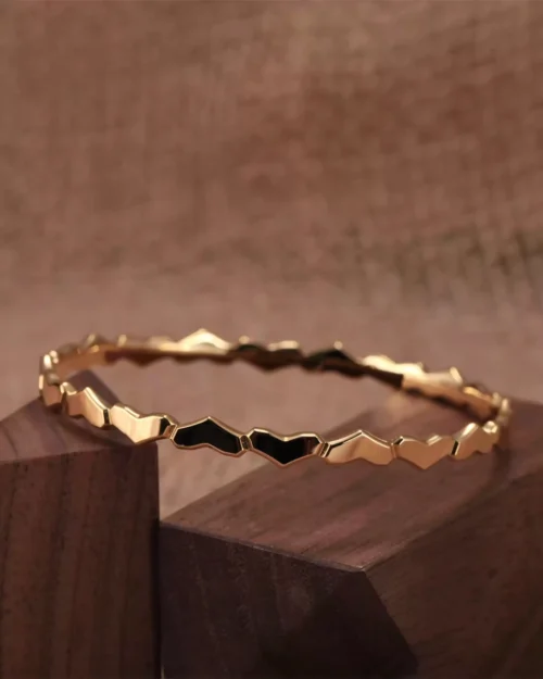 24k gold heart bracelet, sculptural gold bangle, hand forged solid gold bracelet