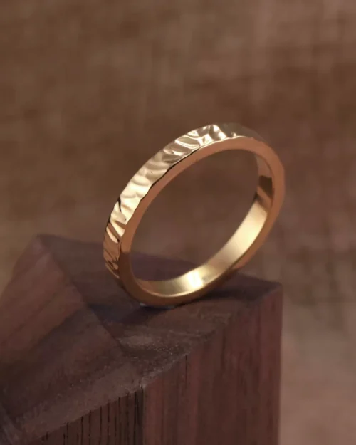 24k-gold-ring-AZK-7030-2 minimalist gold wedding band, ripple gold ring, 24k solid gold couple ring