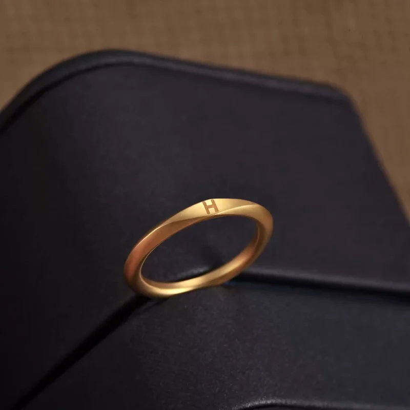 24k-gold-ring-AZK-7031-1 engraved 24k gold ring, custom gold initial ring, minimalist personalized gold band