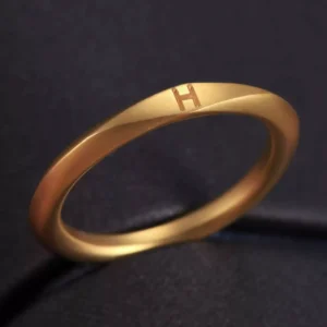 Minimalist Engraved Solid Pore Gold jewelry – Personalized initial 24K gold ring 2 Personalized initial 24K gold ring, engraved 24k gold ring, custom gold initial ring, minimalist personalized gold band