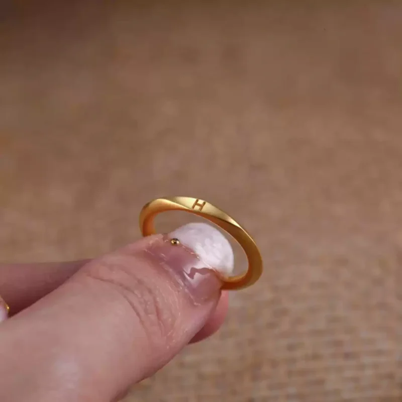 24k-gold-ring-AZK-7031-3 engraved 24k gold ring, custom gold initial ring, minimalist personalized gold band