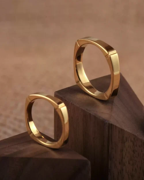 square gold ring, geometric 24k gold band, minimalist solid gold ring