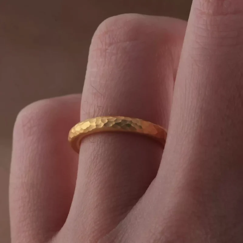 24k-gold-ring-AZK-7033-1 faceted gold ring, geometric 24k gold band, minimalist solid gold ring