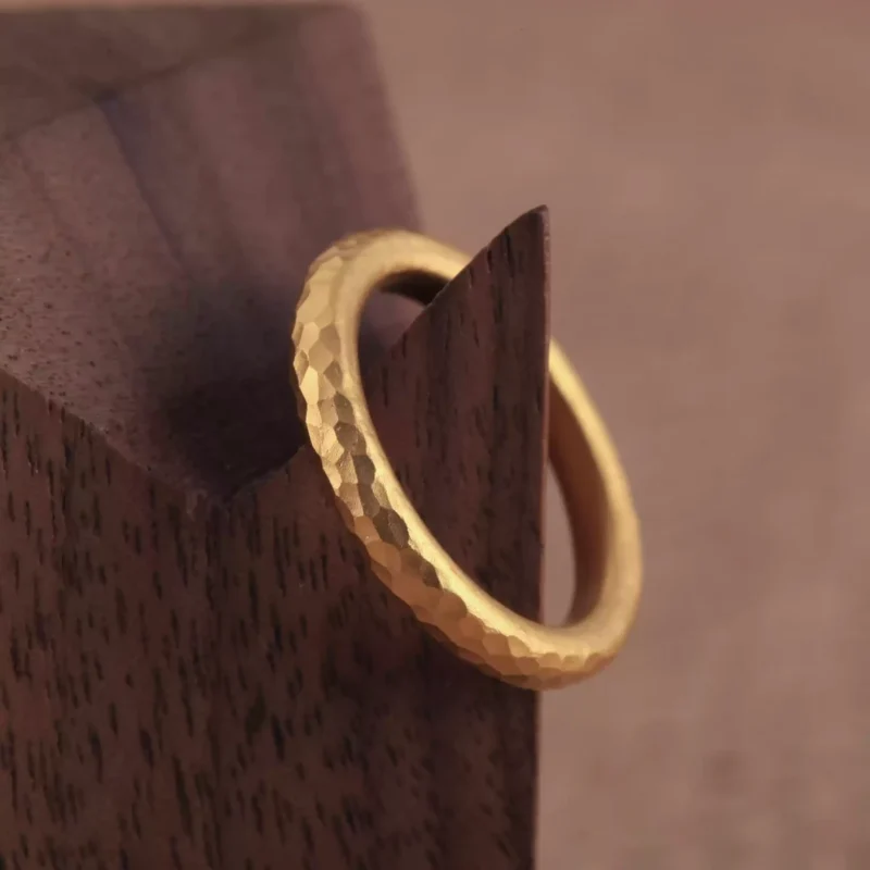 24k-gold-ring-AZK-7033-2 faceted gold ring, geometric 24k gold band, minimalist solid gold ring