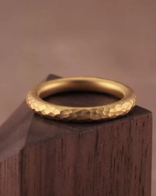 faceted gold ring, geometric 24k gold band, minimalist solid gold ring