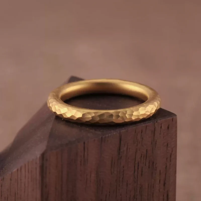 24k-gold-ring-AZK-7033-3 faceted gold ring, geometric 24k gold band, minimalist solid gold ring