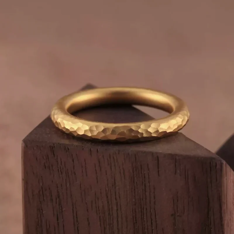 24k-gold-ring-AZK-7033-5 faceted gold ring, geometric 24k gold band, minimalist solid gold ring