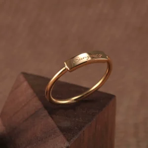 Custom Name Engraved Gold Ring 24K Pure jewelry - Thin AU999 Signature Band 2 Custom name engraved gold ring, Discover a solid 24K gold ring crafted by hand and personalized with engraving. A meaningful wedding, anniversary, or milestone gift.