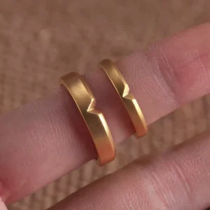 Heart Cutout Gold Couple Ring - Minimalist AU999 24K Pure jewelry Love Band 2 Heart cutout gold couple ring, couple wedding rings, 24k gold wedding bands, heart cut gold ring, hand-forged couple rings, solid gold love bands