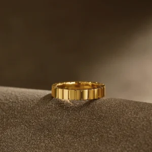 Square Element Gold Ring - AU999 24K Pure Jewelry Geometric Custom Band 2 Square element gold ring, geometric gold ring, hand-forged gold ring, 24k solid gold ring, block design gold jewelry, men’s pure gold ring