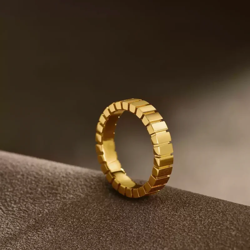 24k-gold-ring-AZK-7038-2 geometric gold ring, hand-forged gold ring, 24k solid gold ring, block design gold jewelry, men’s pure gold ring