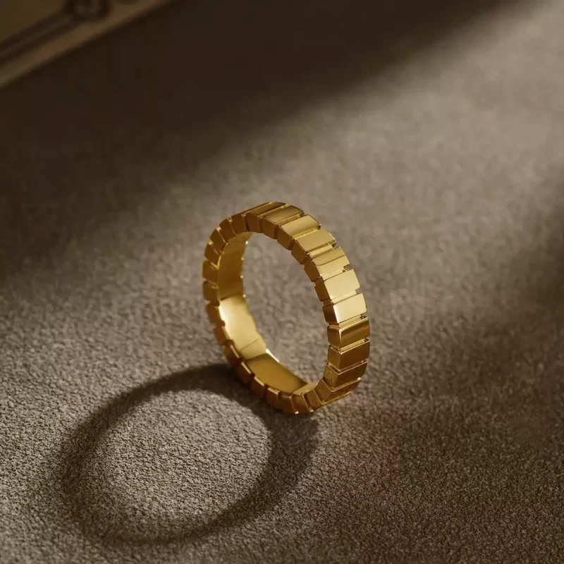 24k-gold-ring-AZK-7038-3 geometric gold ring, hand-forged gold ring, 24k solid gold ring, block design gold jewelry, men’s pure gold ring