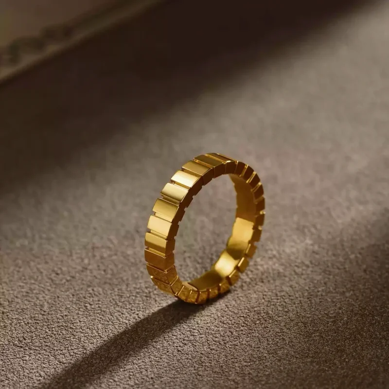 24k-gold-ring-AZK-7038-4 geometric gold ring, hand-forged gold ring, 24k solid gold ring, block design gold jewelry, men’s pure gold ring