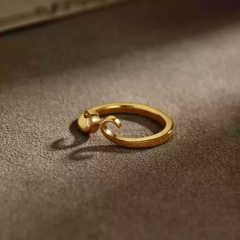 24k-gold-ring-AZK-7041-2 แหวนสาบานทอง 24k, แหวนคู่สัญลักษณ์ทองคำ, แหวนแต่งงานตีมือ, เครื่องประดับเทพนิยายจีน, แหวนคู่ทองคำแท้